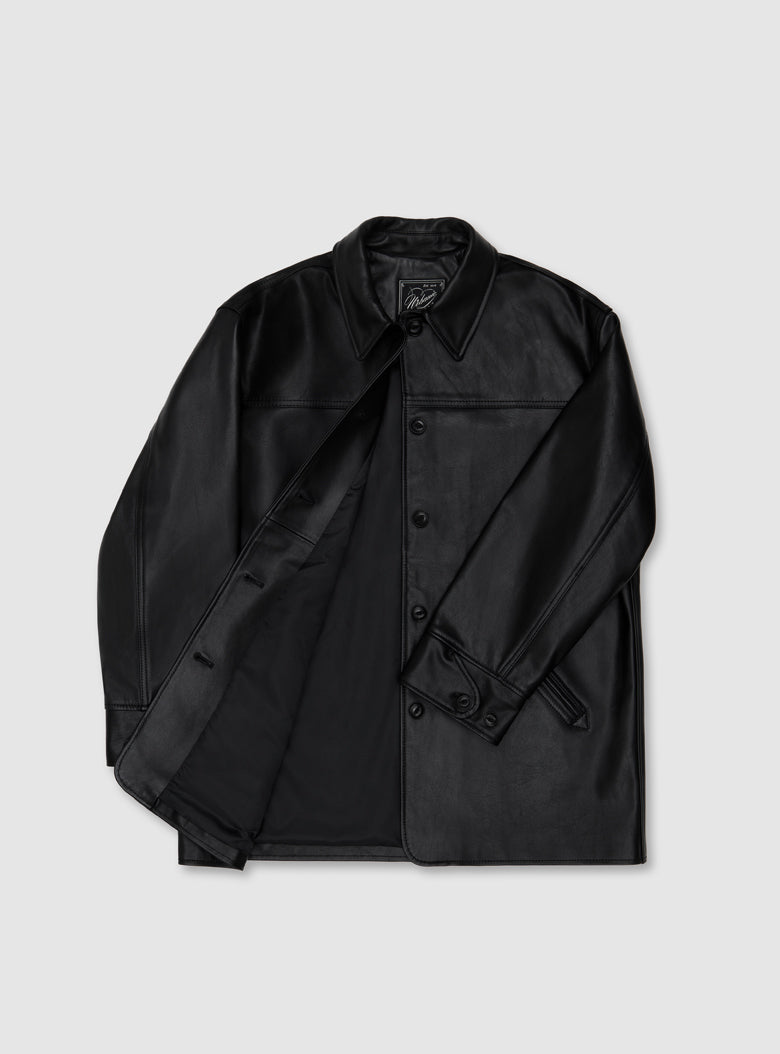 Leather Car Coat (Black)