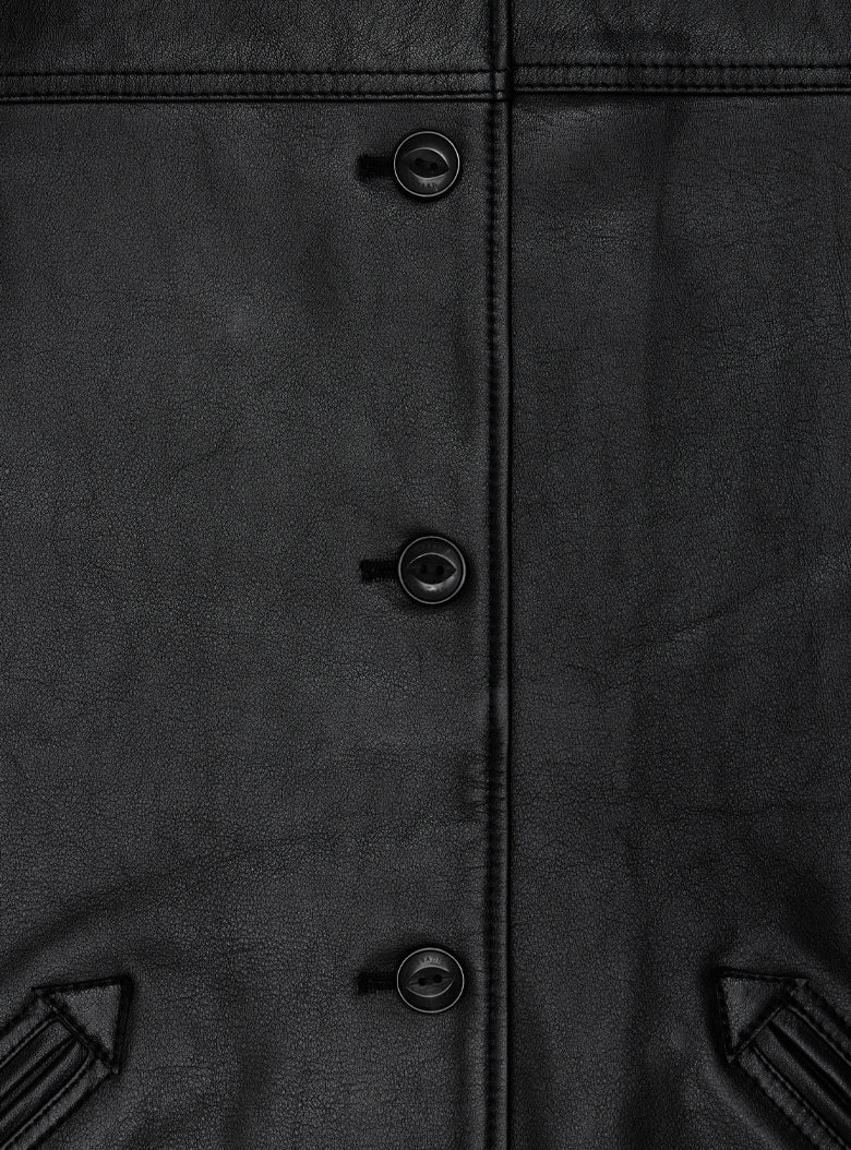 Leather Car Coat (Black)