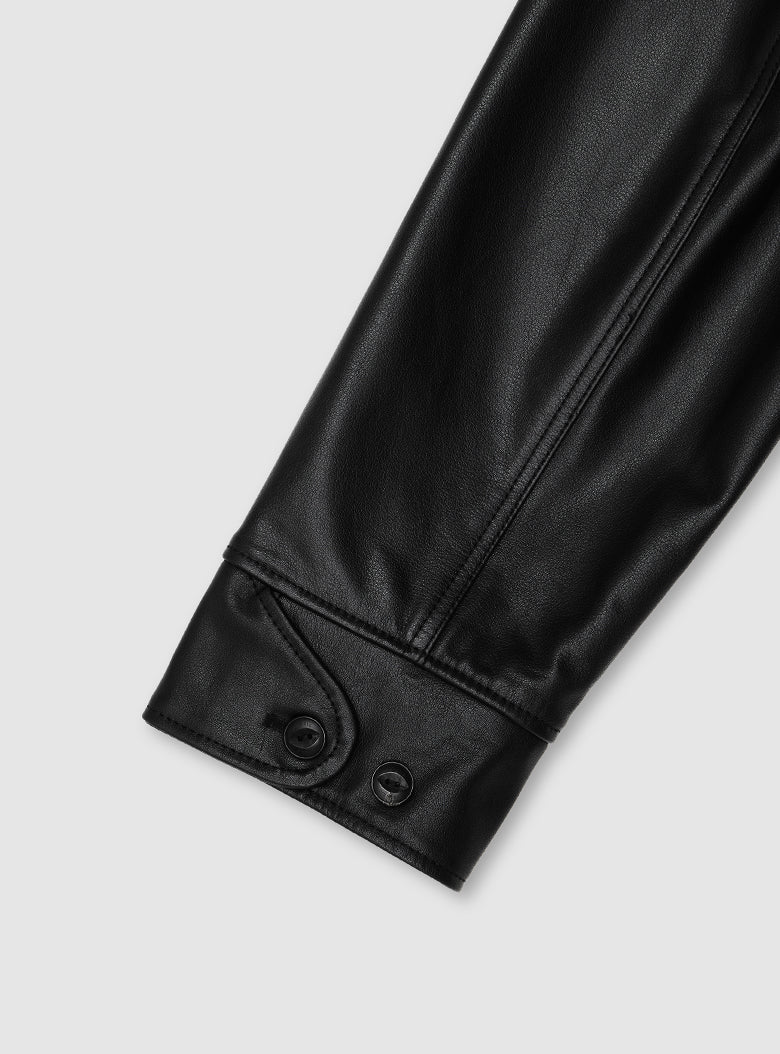 Leather Car Coat (Black)