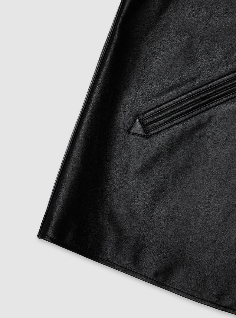 Leather Car Coat (Black)