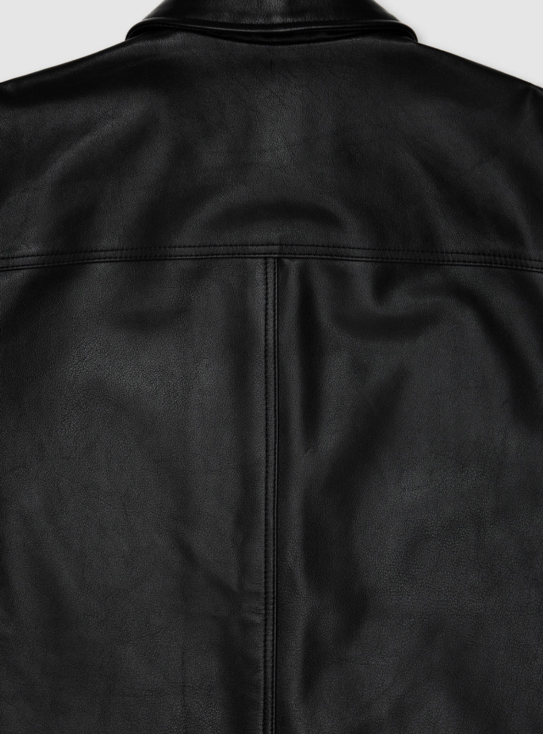 Leather Car Coat (Black)