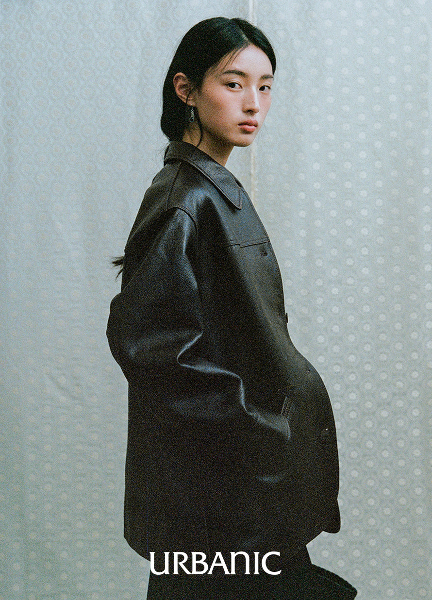 Leather Car Coat (Brown)