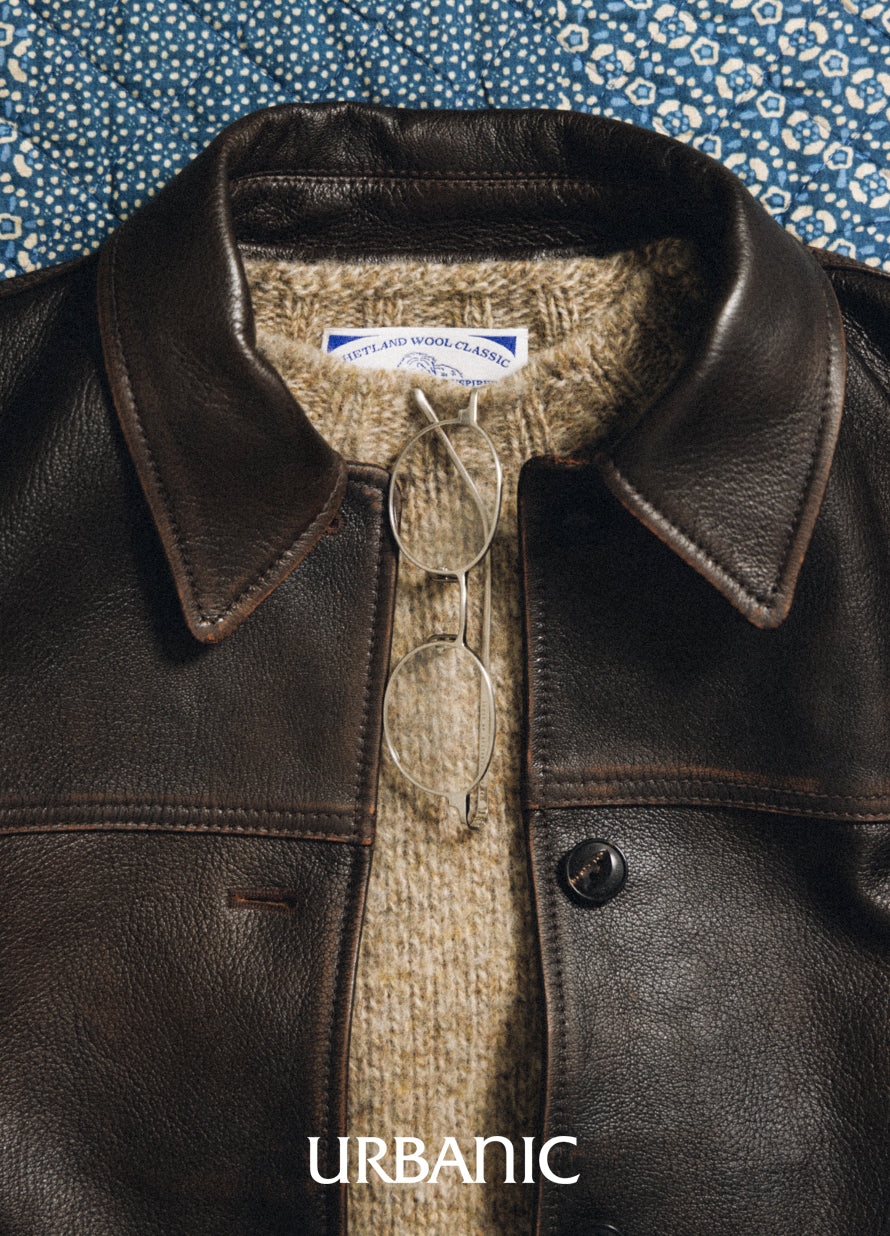 Leather Car Coat (Brown)