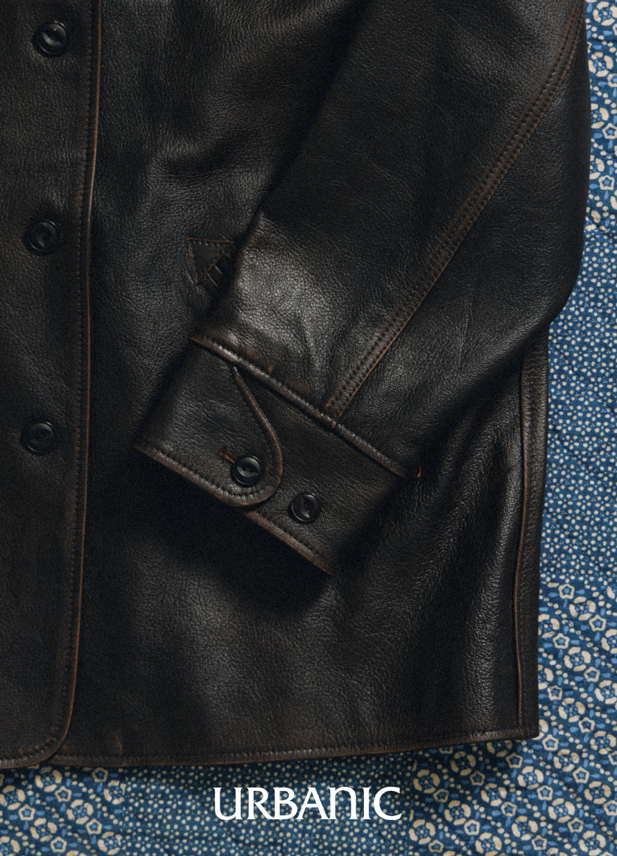 Leather Car Coat (Brown)