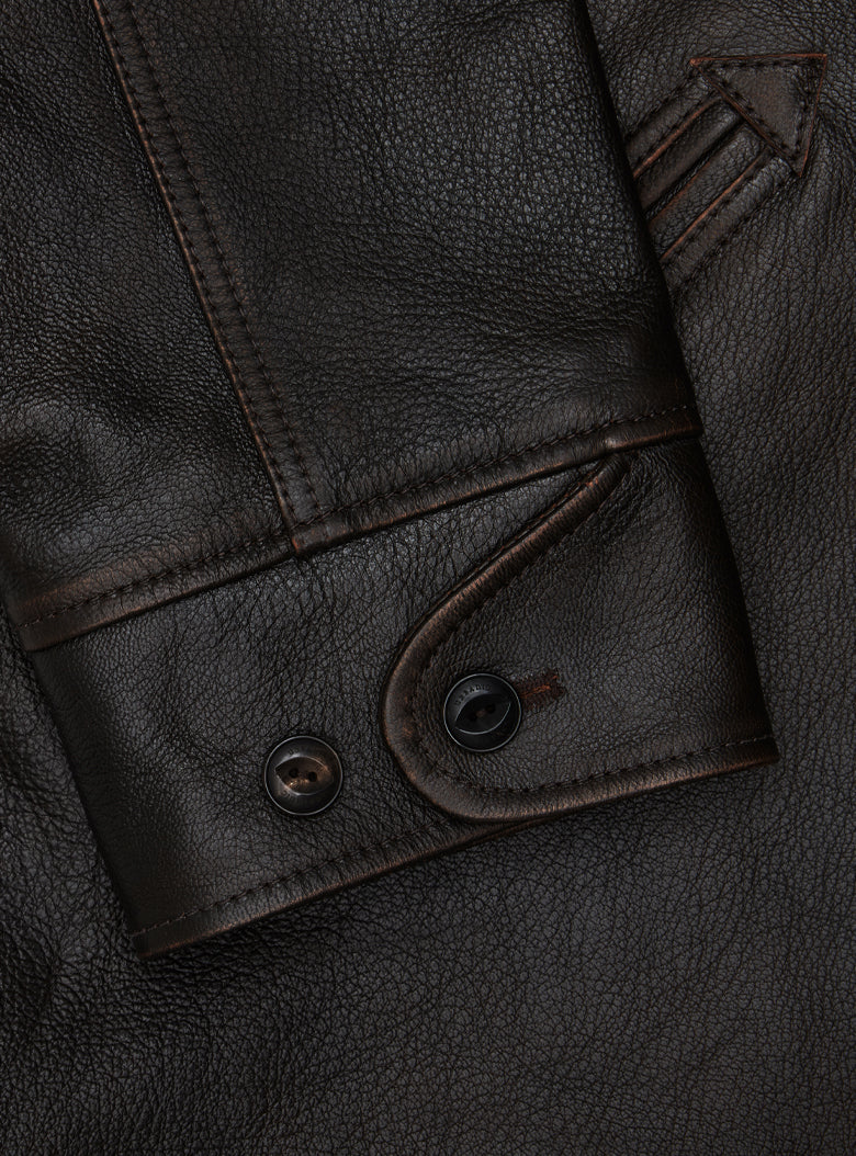 Leather Car Coat (Brown)
