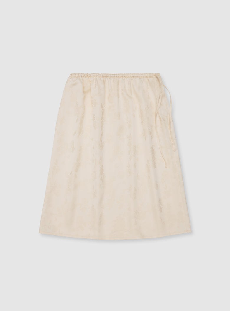 Pearl-toned floral jacquard knee-length skirt